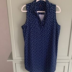 Vineyard Vines Navy Sleeveless Star Print Athletic Polo Dress